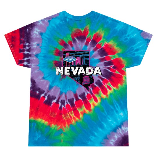 Nevada Neon Skyline Print Tie Dye T Shirts