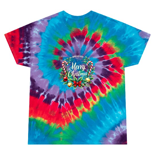 Spread Joy - Festive Merry Christmas Wreath Tie Dye T Shirts