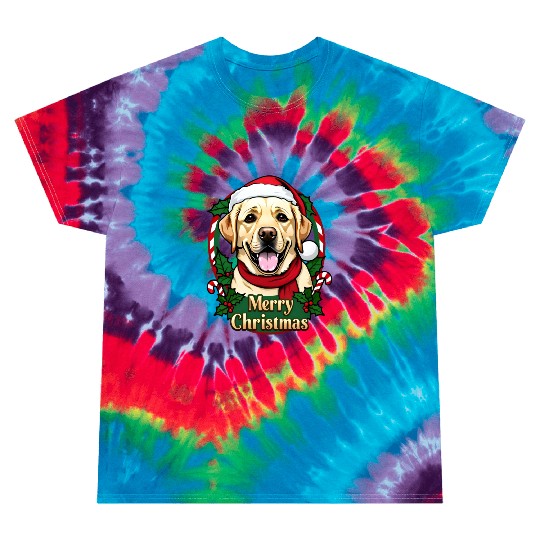 Festive Labrador Christmas Design Tie Dye T Shirts