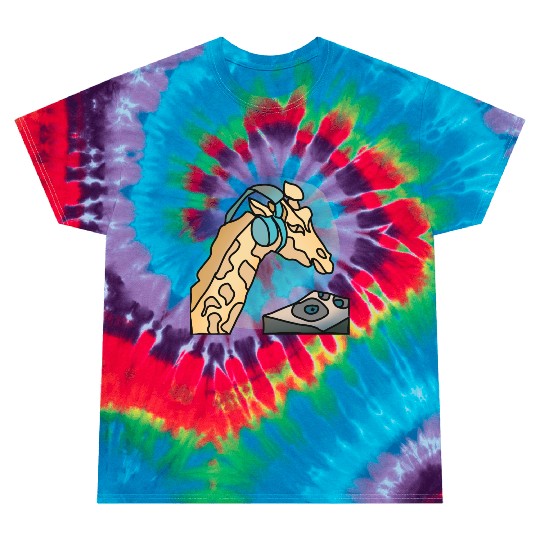 Street Retro Giraffe with Headphones | funny Tie Dye T Shirts