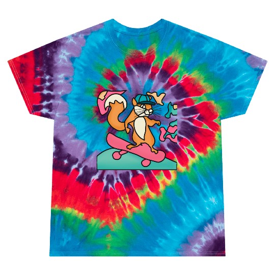 Street Retro Squirrel on Skateboard | Funny Tie Dye T Shirts