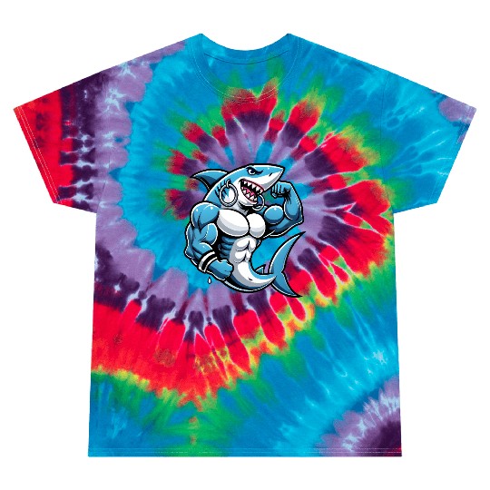 Muscular Shark women - Cool Cartoon Design Tie Dye T Shirts