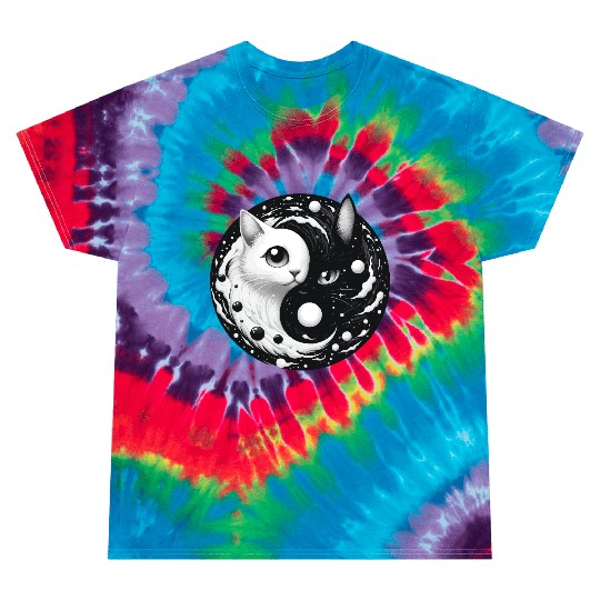 Ying and Yang Cats Asian Meditation Gift Idea Tie Dye T Shirts