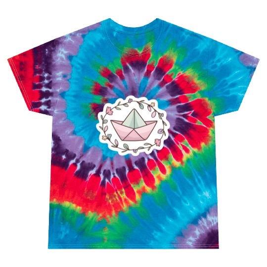 Paper boat with flowers -cute- Tie Dye T Shirts