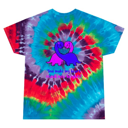 You make my heart reach new heights Dino Valentine Tie Dye T Shirts