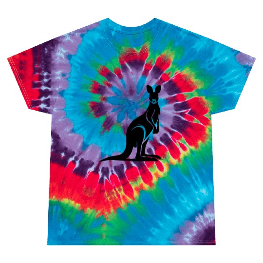Wild Animal Silhouette With Typical Kangaroo Pose Tie Dye T Shirts