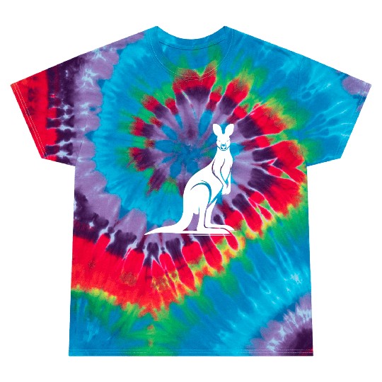 Wild Animal Silhouette With Typical Kangaroo Pose Tie Dye T Shirts