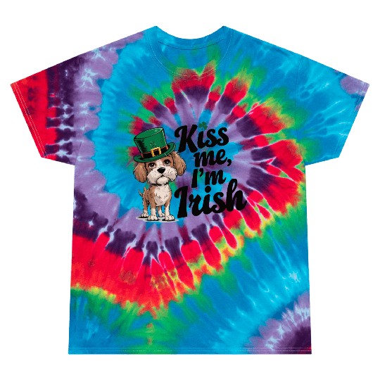 St. Patrick's Day Dog Kiss Me I'm Irish Cute Puppy Tie Dye T Shirts