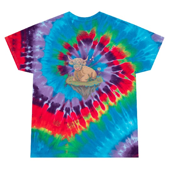 Whimsical Escapism: Highland Cow Dreamworld Tie Dye T Shirts