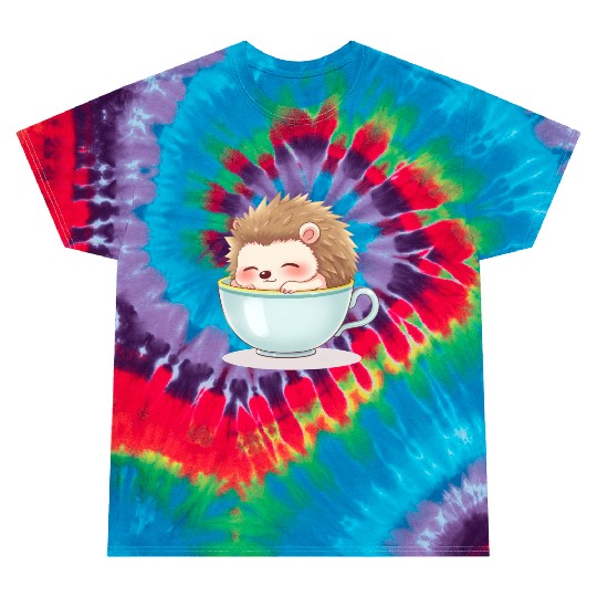 Cute hedgehog relaxing in a light blue cup Tie Dye T Shirts