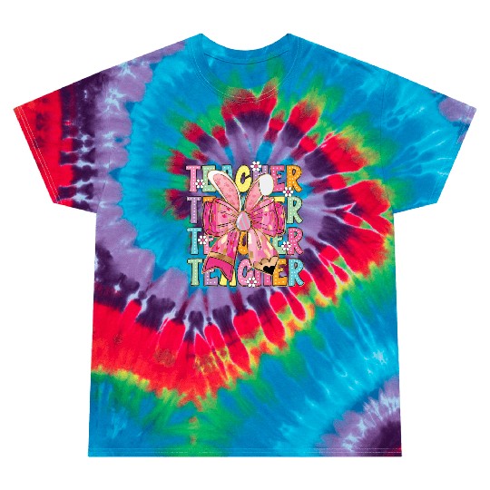 Teacher Easter Bow Design Tie Dye T Shirts