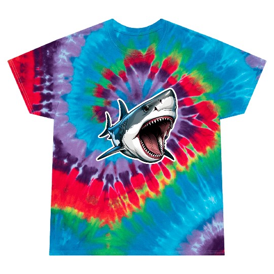 Big White Shark Attack Tie Dye T Shirts