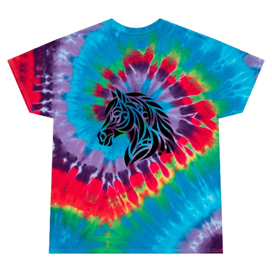 Tribal Horse Head Portrait Pony Tattoo Tie Dye T Shirts