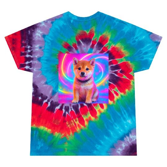 Neon Shiba Vibes – Kawaii Puppy Magic Tie Dye T Shirts
