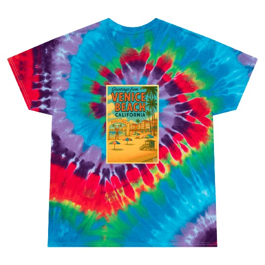 Venice Beach Vintage Postcard Tie Dye T Shirts