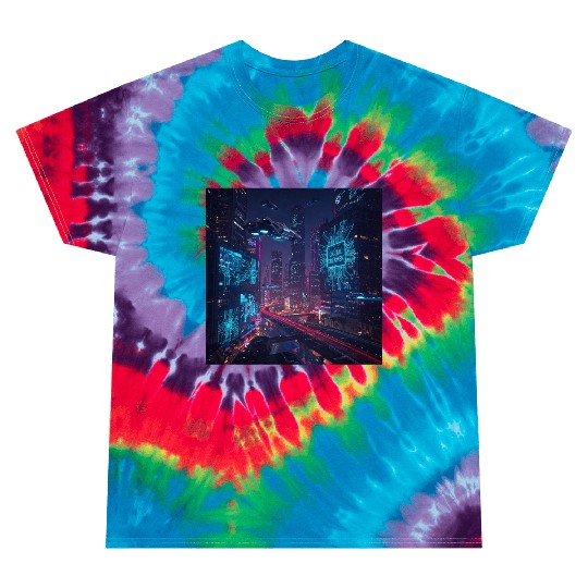 Neon cyberpunk city digital dreamer for men Tie Dye T Shirts