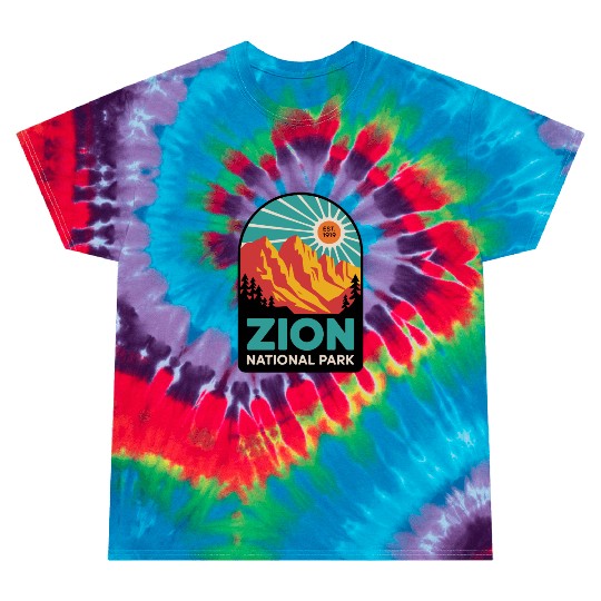 Zion National Park Retro Sunset Art Tie Dye T Shirts