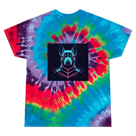 Cyberpunk Neon Dog – Futuristic Tech Pet Design Tie Dye T Shirts