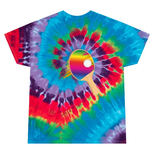 Colorful table tennis bat with ball – sporty Tie Dye T Shirts