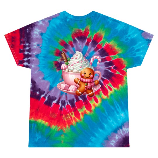Whimsical Holiday Hot Chocolate Scene Tie Dye T Shirts