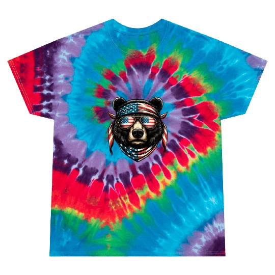 Patriotic Bear with Americana Accessories Tie Dye T Shirts