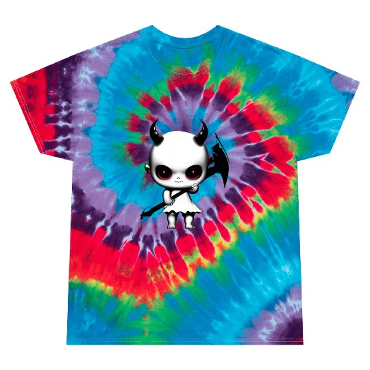 Cute Demon Baby with Horns and Bat Wings Tie Dye T Shirts