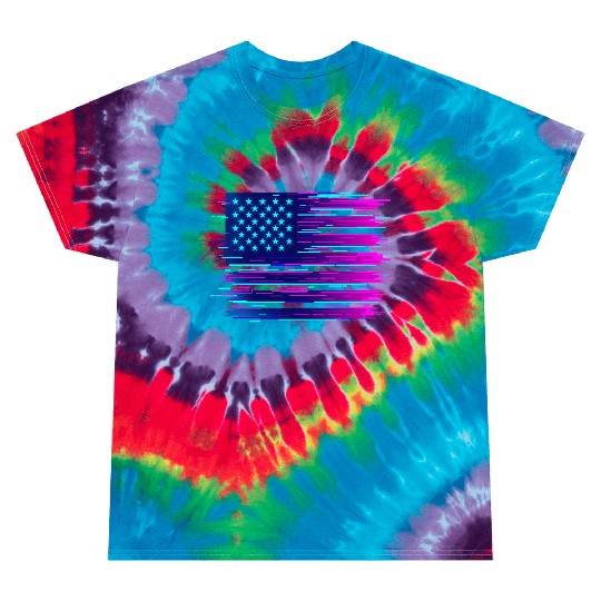 Retro Neon Grunge American Flag Tie Dye T Shirts