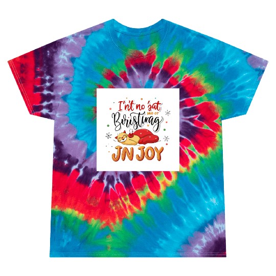 Festive Cat Joy Christmas Design Tie Dye T Shirts