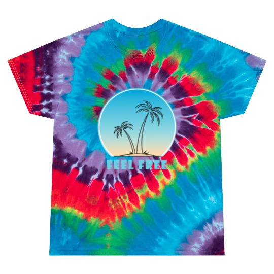 Tropical Sunset Palm Illustration Tie Dye T Shirts