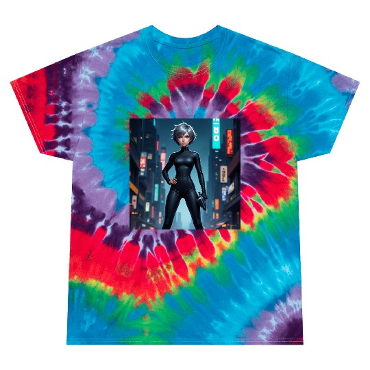Futuristic Cyberpunk Heroine Design Tie Dye T Shirts