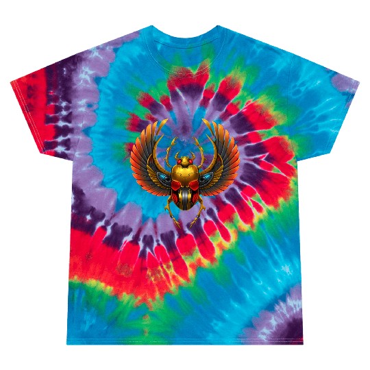 Cyberpunk Pharaonic Scarab with Mechanical Wings Tie Dye T Shirts