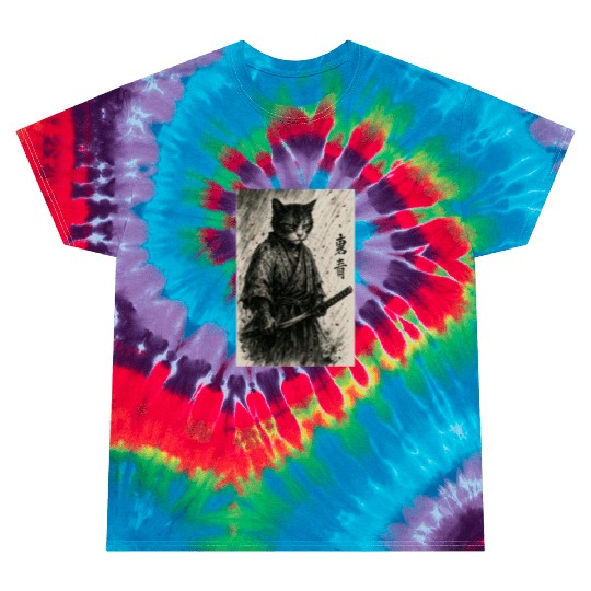 Samurai Cat Warrior Vintage Japanese Art Design Tie Dye T Shirts