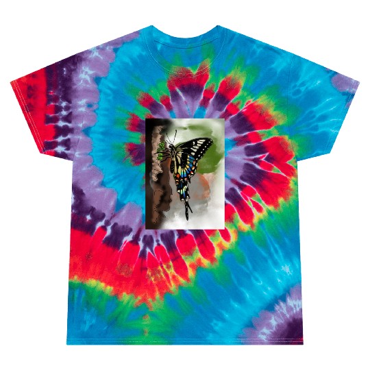 Vivid Butterfly Emerging from Bark Tie Dye T Shirts