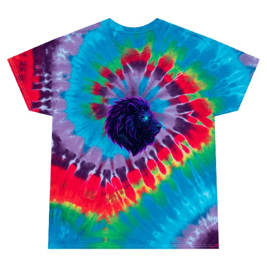 Neon Roar Cyberpunk Lion Head Tie Dye T Shirts