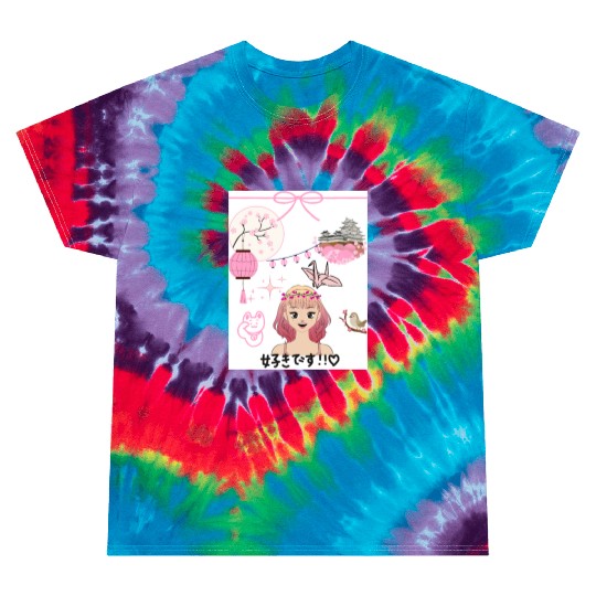 Cherry Blossom Girl with Japanese Elements Tie Dye T Shirts