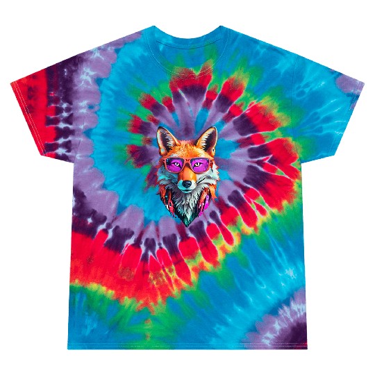 Vibrant Fox with Sunglasses Design Tie Dye T Shirts