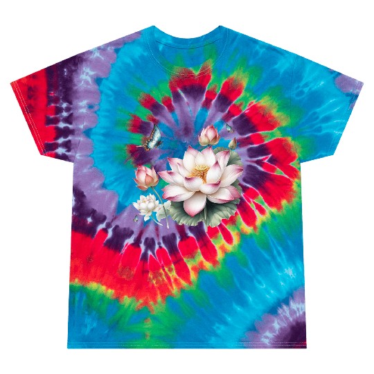 Light Pink Lotus and Butterflies  Tie Dye T Shirts