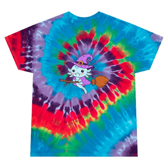 Cute Halloween Witch axolotl Design Tie Dye T Shirts