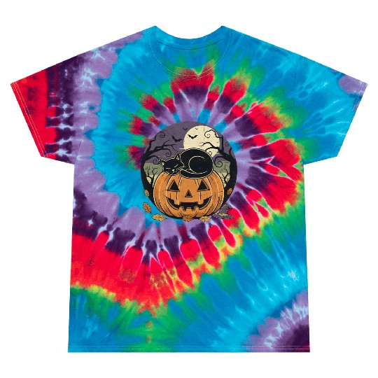 Spooky Cat Nap Pumpkin | Halloween Party Design Tie Dye T Shirts