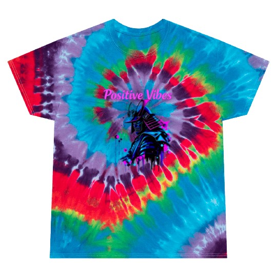 Neon Samurai Skull with Positive Vibes Tie Dye T Shirts