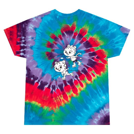 Black-and-White Leopard Cubs Ice Skating  Tie Dye T Shirts