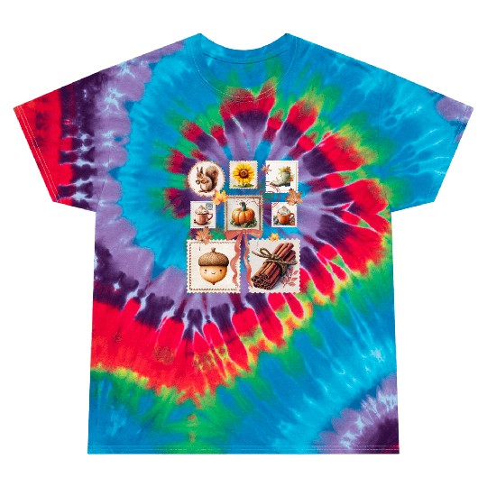 Watercolor Autumn Postage Stamps Fall Vibes Autumn Tie Dye T Shirts