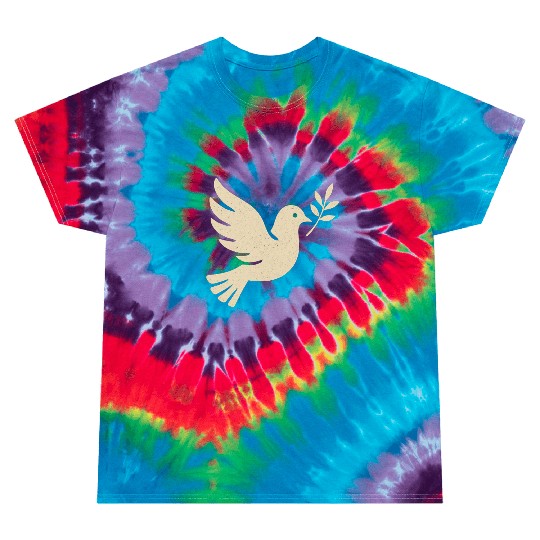 Elegant Dove with Olive Branch Design Tie Dye T Shirts