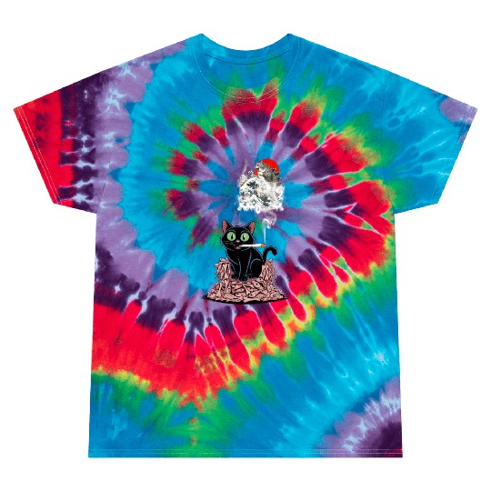 Black Cat Smoking Cigarette Catzilla Tie Dye T Shirts