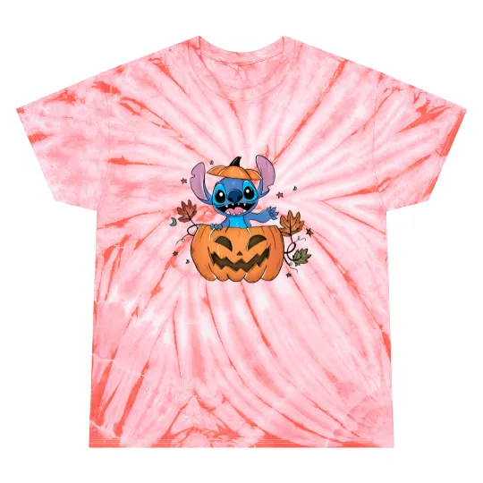 Disney Stitch Halloween Pumpkin Tie Dye T Shirts, Disney Halloween Tie Dye T Shirts, Disney Pumpkin Tie Dye T Shirts