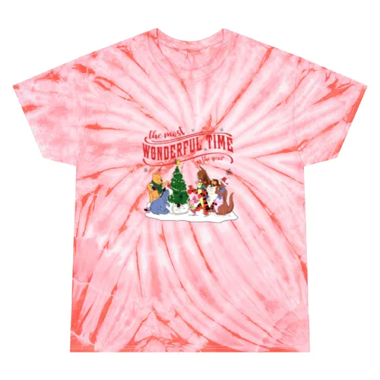 Retro Winnie Pooh And Friends Disney Christmas Tie Dye T Shirts | Winnie The Pooh Christmas Tie Dye T Shirts | Merry Christmas Party 2023 Tie Dye T Shirts | Disneyland