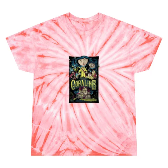 Coraline Tie Dye T Shirts, Coraline Doll Tie Dye T Shirts, Vintage Disney Halloween Unisex Tie Dye T Shirts