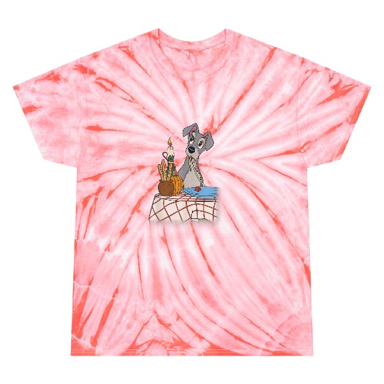 Disneyss Lady And The Tramp Iconic Spaghetti Scene Tramp Side Tie Dye T-Shirts
