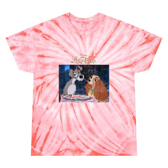 Disneyss Lady And The Tramp Classic Spaghetti Scene Poster Tie Dye T-Shirts