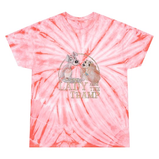 Disneyss The Lady And The Tramp Eating Spaghetti Tie Dye T-Shirts